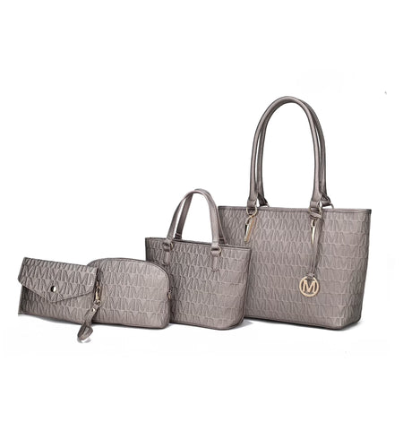 by Mia K. Marimar Women'S Tote Bag with Pouch and Wristlet, Signature 4 Piece Set - Burgundy Red